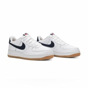 Nike Air Force 1 Low Gs “White Obsdian” Basketball Sneaker size 7Y